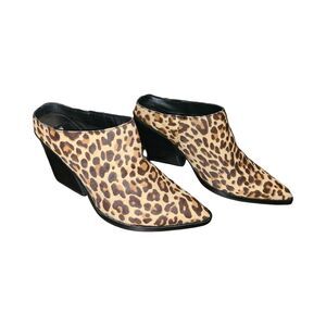 Dolce Vita Leopard Pony Hair Calfskin Leather Iris Mules, Size 7